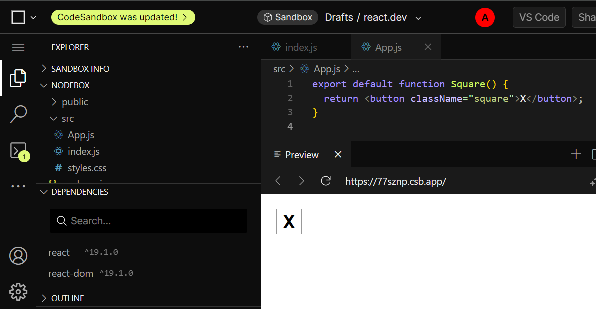 CodeSandbox with starter code